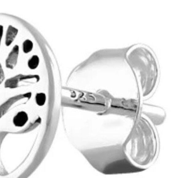 New Sterling Silver Tree of Life Dainty Stud Earrings - Picture 4 of 4